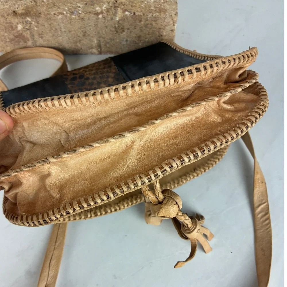 Unbranded Brown Snakeskin Leather Crossbody - Small - Boho Western Handmade